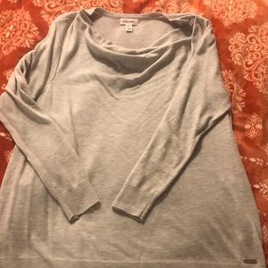 Gray soft Calvin Klein tunic Cowl neck sweater